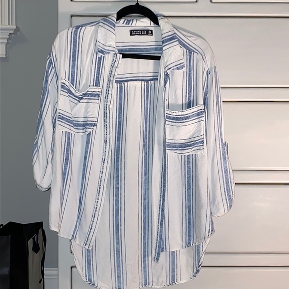 Blue and white striped button down - Picture 2 of 3
